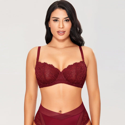 Sheer Lace Balconette Bra